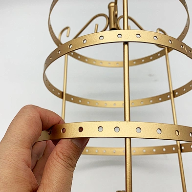 4 Tiers Rotating Gold Black Metal Earring Spin Table 144 Holes Earring Organizer Jewelry Earring Holder