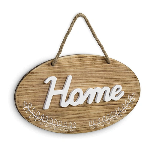 Rustic Home Wall-Hanging Room or Camping Cabin Decor Sign Plaque with Rope