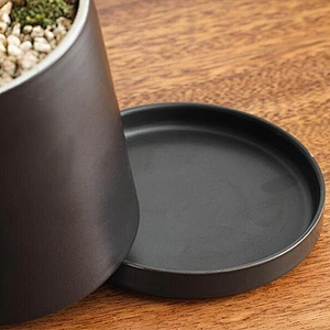 Wholesale Custom Indoor Desk Decorative Cactus Succulent Planter Black White Ceramic Flower Pots With Tray