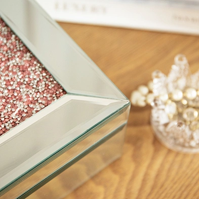 Customized Mirrored  Trinket Jewelry Box Women Jewelry Box Organizer With Crystal