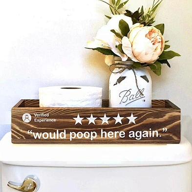 Customized Rustic Wood Organizer Toilet Paper Holder Bathroom Decor Storage Box