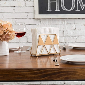 Modern Gold-Tone Geometric Triangle Metal Napkin Holder