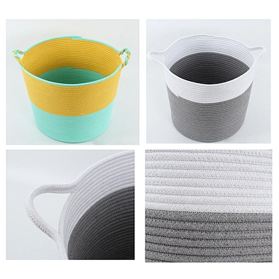 Nordic Bedroom Clothing Receiving Basket Collapsible Laundry Basket Children's Toys Recei Cotton Rope Storage Basket