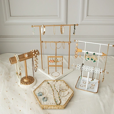 Customized 3-Tier Metal Jewelry Display Necklace Earring Holder T Shaped Jewelry Organizer