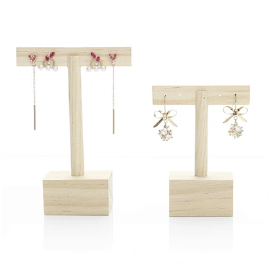Wholesale customized  T shaped earring holder stand wooden earring jewelry stand display