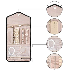 Customized Folding Travel Jewelry Storage Organizer Roll Foldable Hanging Jewelry Travel Bag