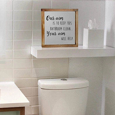 Customized  Rustic Home Decor Funny Modern Farmhouse Decor Sign Cute Guest Bathroom Decor Wall Art