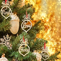6Pcs DIY Wooden Ornament Xmas Tree Hanging Tags Pendant Decor Christmas Decorations