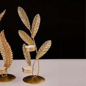Customized Home Decor Different Leaves Shaped Metal Tealight Candle Holder