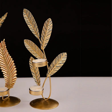 Customized Home Decor Different Leaves Shaped Metal Tealight Candle Holder
