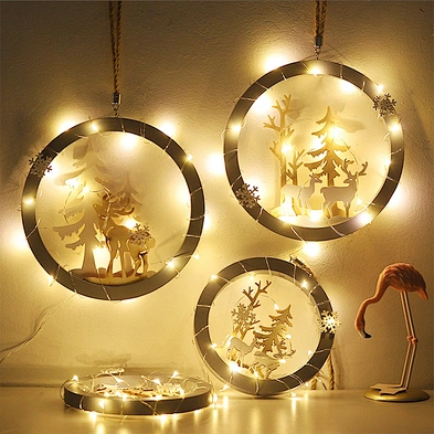 Nordic Wall Hanging Wooden Elk Pendant Tree Hanging Christmas Ornaments For Home Christmas  Decoration