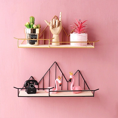 Wall Decor Shelf Metal Wood Rustic Decorative Hanging Floating Shelves Mount Decoration Furniture Wood Wall Shelves