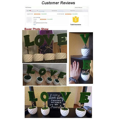 Home decor 4PCS Flocking LOVE simulation plant pot Wedding decoration shooting props simulation plant pot