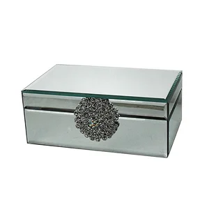 Customized velvet glass jewellery organizer box  flower buckle jewelry box