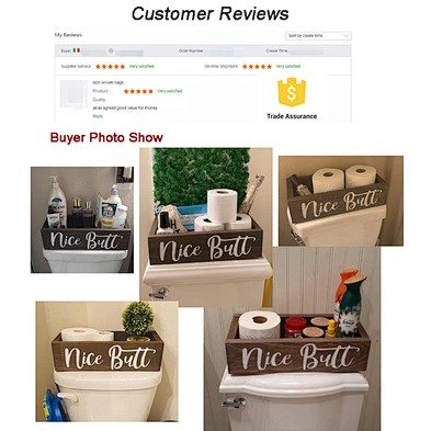 Customized Rustic Wood Organizer Toilet Paper Holder Bathroom Decor Storage Box