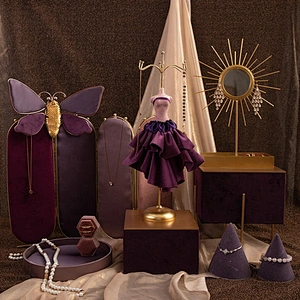 New Design Fashion Purple Jewellery Mannequin Organizer Set Jewelry Display Stand Set For Necklace Earring Bracelet