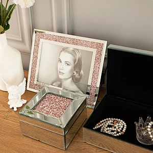 Customized Luxury Mini Mirrored Glass Trinket Box Glass Jewellery Box