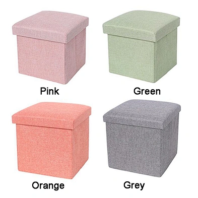 Hot popular multiple colors available cotton linen foldable storage box with lid