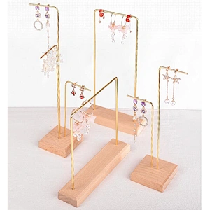 Solid wood wrought iron earrings jewelry holder studs jewelry display stand rack