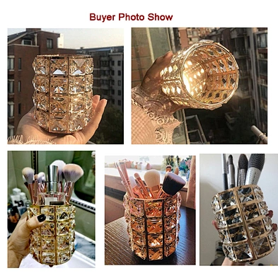 Crystal Makeup Brush Holder  Eyebrow Pen Pencil Storage Box Container Makeup Brush Organizer