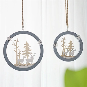 Nordic Wall Hanging Wooden Elk Pendant Tree Hanging Christmas Ornaments For Home Christmas  Decoration