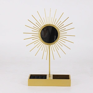 Customized sun shaped jewelry stand organizer  jewelry necklace ring earring display stand with mirror