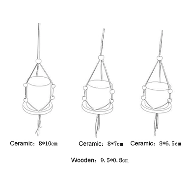 Indoor Outdoor Decor Colorful Ceramic Hanging Succulent Cactus Planter Pot With Cotton Rope Hanger