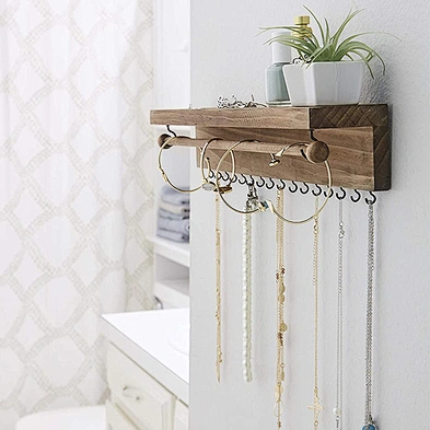 Vintage Hanging Necklace Holder Jewelry Hanger  Rustic Wall Mounted Jewelry Organizer