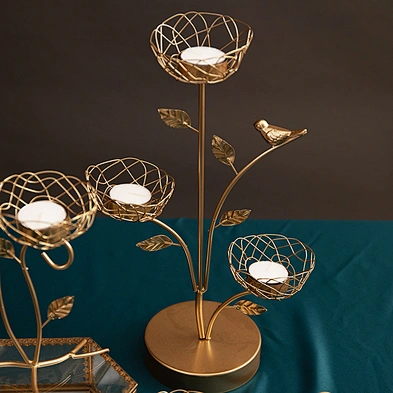 Iron Branches Bird Nest Shaped Tea Light Holder Metal Candle Holder For Wedding Decorations Parties or Everyday Home Decor
