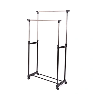 Stainless Two Layers Retractable Clothes Hanger Portable Clothing Hanging Garment Drying Rack