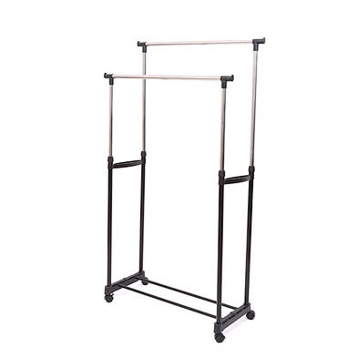 Stainless Two Layers Retractable Clothes Hanger Portable Clothing Hanging Garment Drying Rack