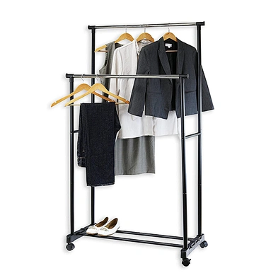 Stainless Two Layers Retractable Clothes Hanger Portable Clothing Hanging Garment Drying Rack