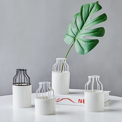 Iron Frame Flower Pot  Home Decor Ceramic Plant Pot Northern Europe Style Flower Pot With Many Colors