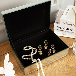 Customized Mirrored  Trinket Jewelry Box Women Jewelry Box Organizer With Crystal