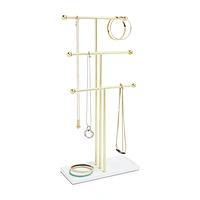 3 Tier Table Top Metal Necklace Bracelet Holder Hanging Jewelry Organizer With Jewelry Tray Base