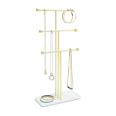 3 Tier Table Top Metal Necklace Bracelet Holder Hanging Jewelry Organizer With Jewelry Tray Base