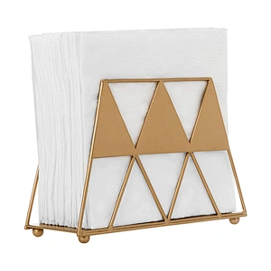 Modern Gold-Tone Geometric Triangle Metal Napkin Holder