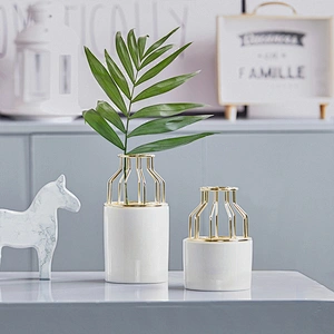 Iron Frame Flower Pot  Home Decor Ceramic Plant Pot Northern Europe Style Flower Pot With Many Colors