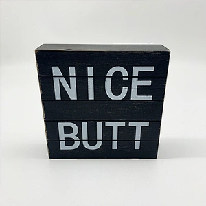 Square Farmhouse Wooden Box Sign Wall Decor Art Funny Bathroom Signs Decor