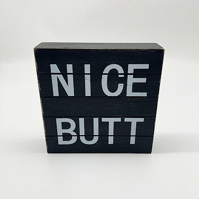 Square Farmhouse Wooden Box Sign Wall Decor Art Funny Bathroom Signs Decor