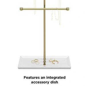 3 Tier Table Top Metal Necklace Bracelet Holder Hanging Jewelry Organizer With Jewelry Tray Base