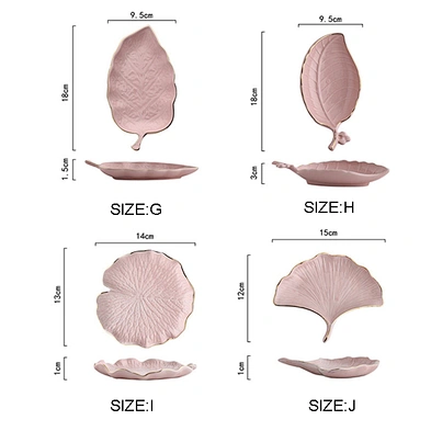 Nordic Light Luxury Leaf Jewelry Plate Tray Ring Earring Necklace  Storage Ceramic Trinket Jewelry Dish