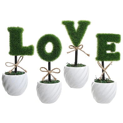 Home decor 4PCS Flocking LOVE simulation plant pot Wedding decoration shooting props simulation plant pot