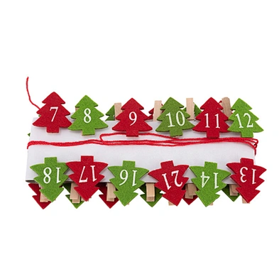 Hemp rope decoration photo clip Christmas tree shape 24 digital Christmas wooden clips