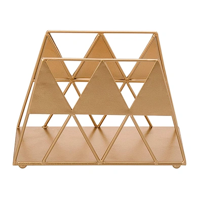 Modern Gold-Tone Geometric Triangle Metal Napkin Holder