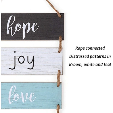 Rustic Farmhouse Wall Decor Sign Wood Wall Rope Hanging Decoration Sign For Living Room Bedroom Bathroom Kitchen Office