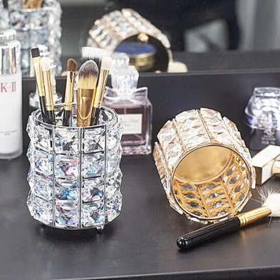 Crystal Makeup Brush Holder  Eyebrow Pen Pencil Storage Box Container Makeup Brush Organizer