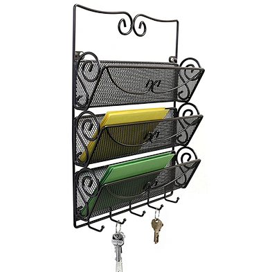 Letter Storage Holder Key Rack Wall Mail Key Holder Wall Mount 3 Tier Letter Rack Organizer