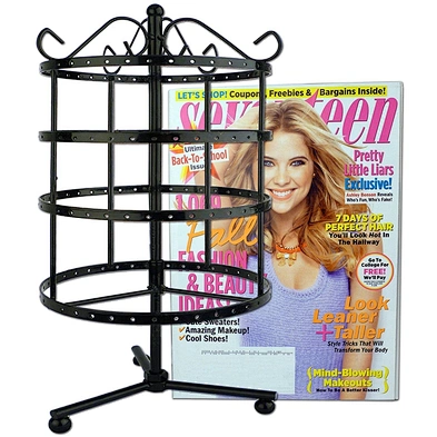 4 Tiers Black Rotating Spin Table 92 Pairs Earring Organizer Metal Earring Holder