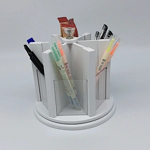 360-Degree Rotating Multi-Functional Wooden Pen Holder 6 Compartments Desktop Stationery Organizer Pen Holder